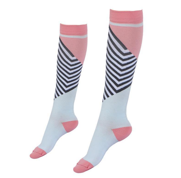 Pink & teal knee-high graduated compression sock (Medium 15-20mmHg)