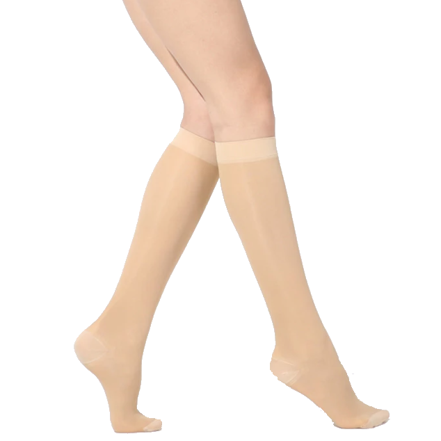 Pulse Compression Sheer Compression Knee Highs, Medium Graduated Support (15-20mmHg)