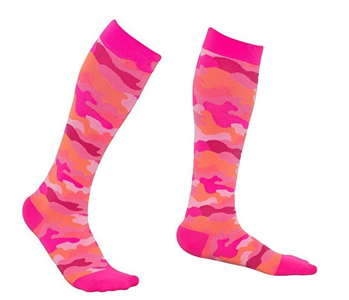 Pink camo compression socks from Pulse Compression