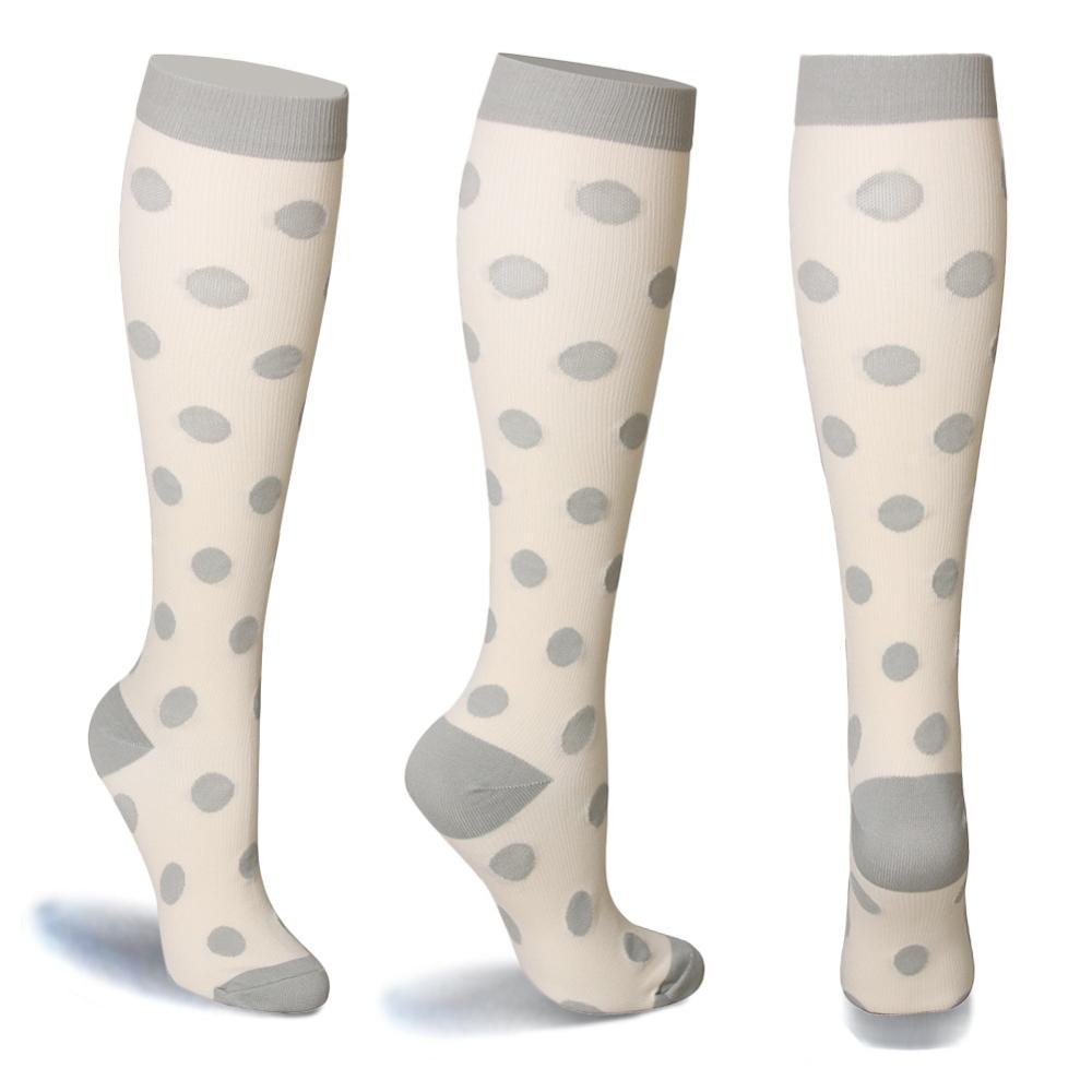 Polka dot knee-high graduated compression socks