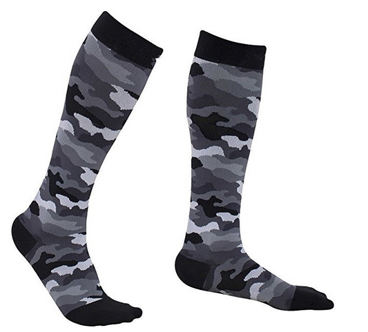 Black and gray camo compression socks from Pulse Compression