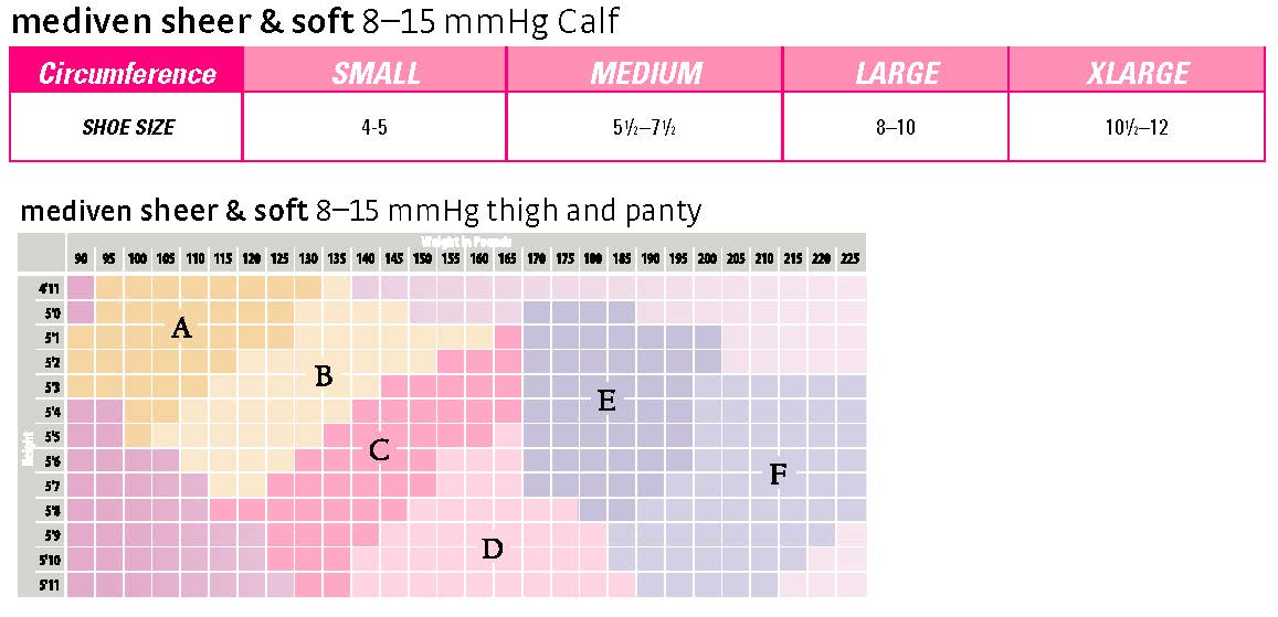 8-15 SHEER&SOFT CALF CT size chart