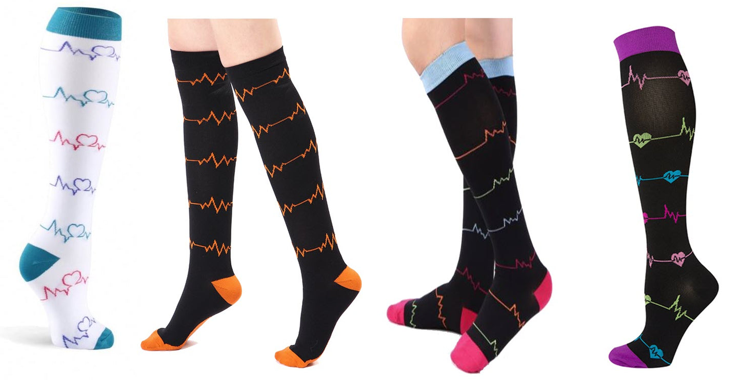 EKG Compression Sock Multi-pack (15-20 mmHg, Medium Compression)