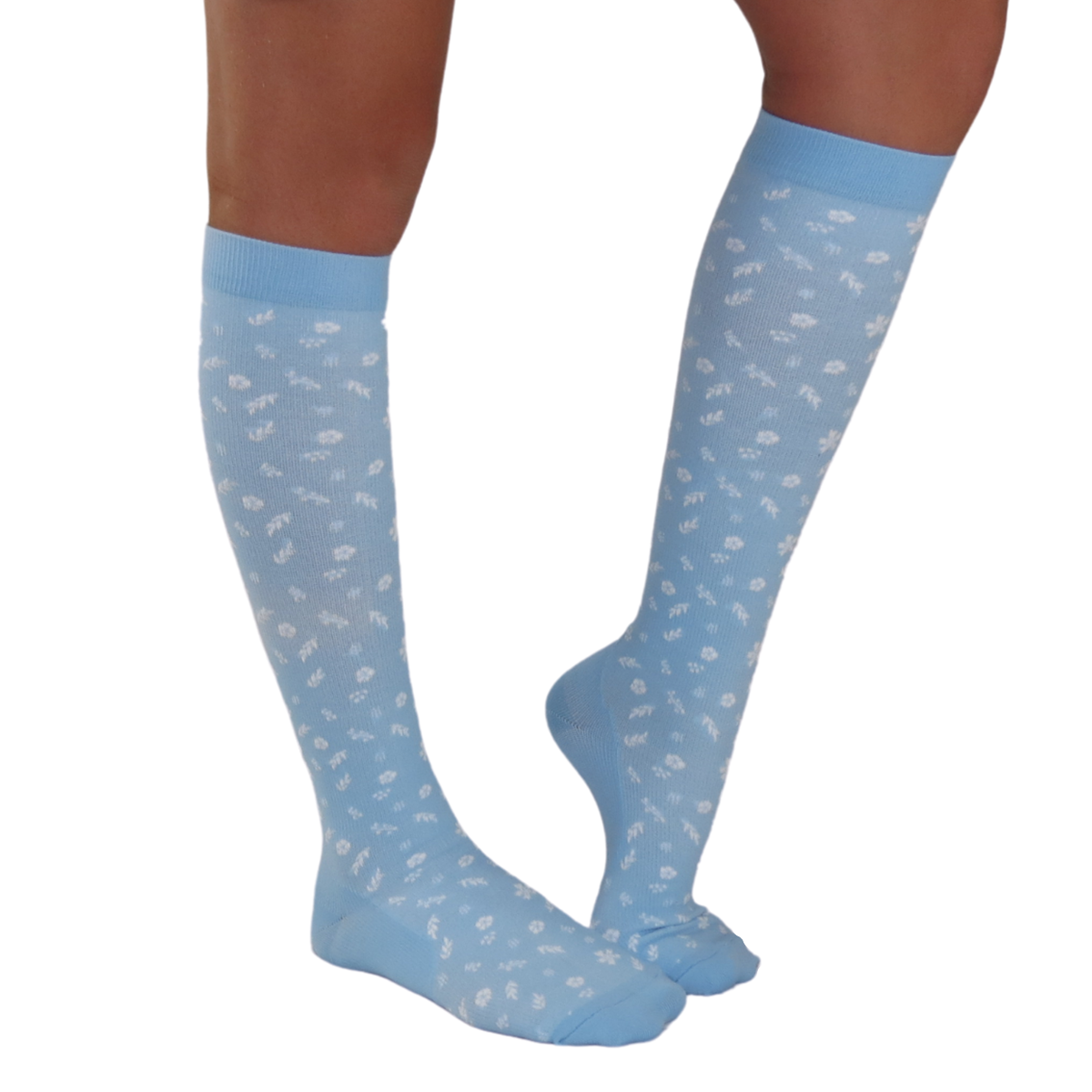 Floral print knee-high graduated compression socks (Medium 15-20mmHg)