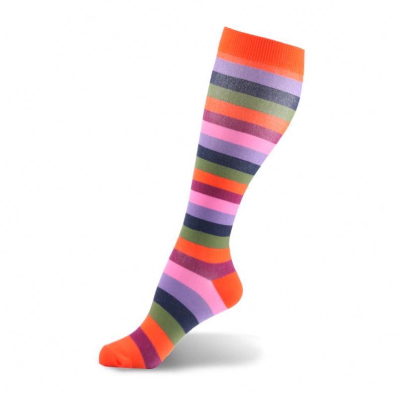 Playful striped knee-high graduated compression socks (Medium 15-20mmHg)