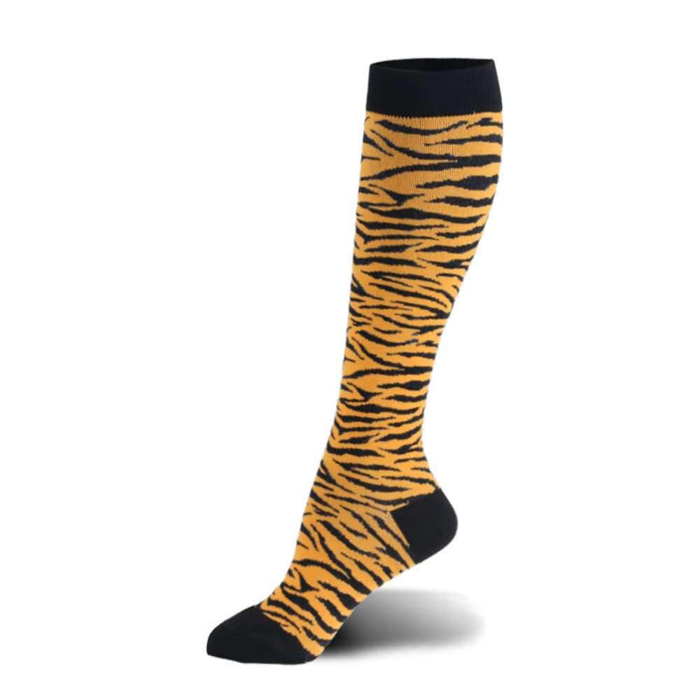 Tiger print knee-high graduated compression socks (Medium 15-20mmHg)