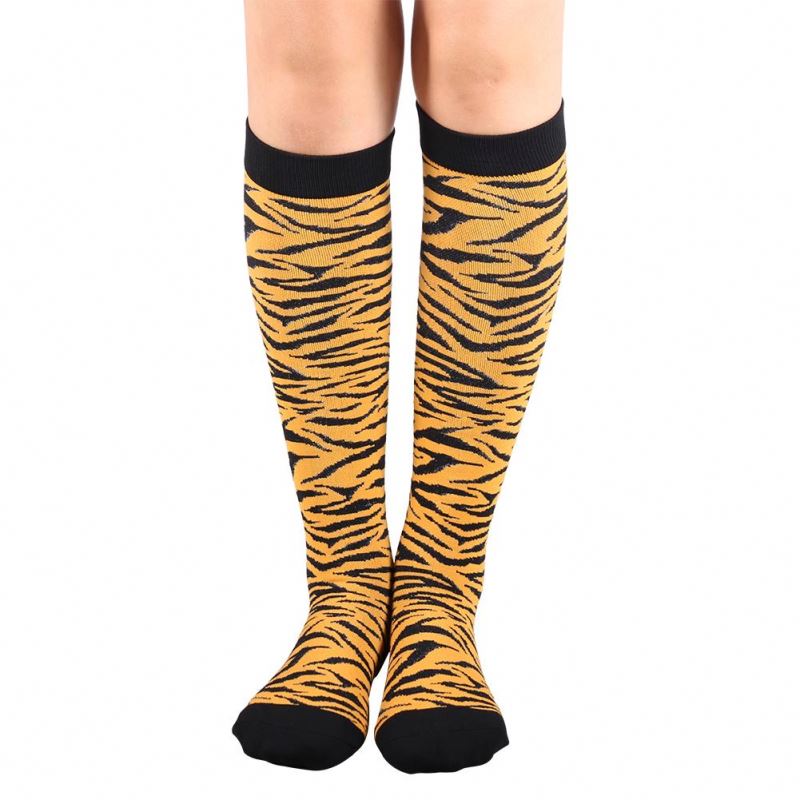 Tiger print knee-high graduated compression socks (Medium 15-20mmHg)