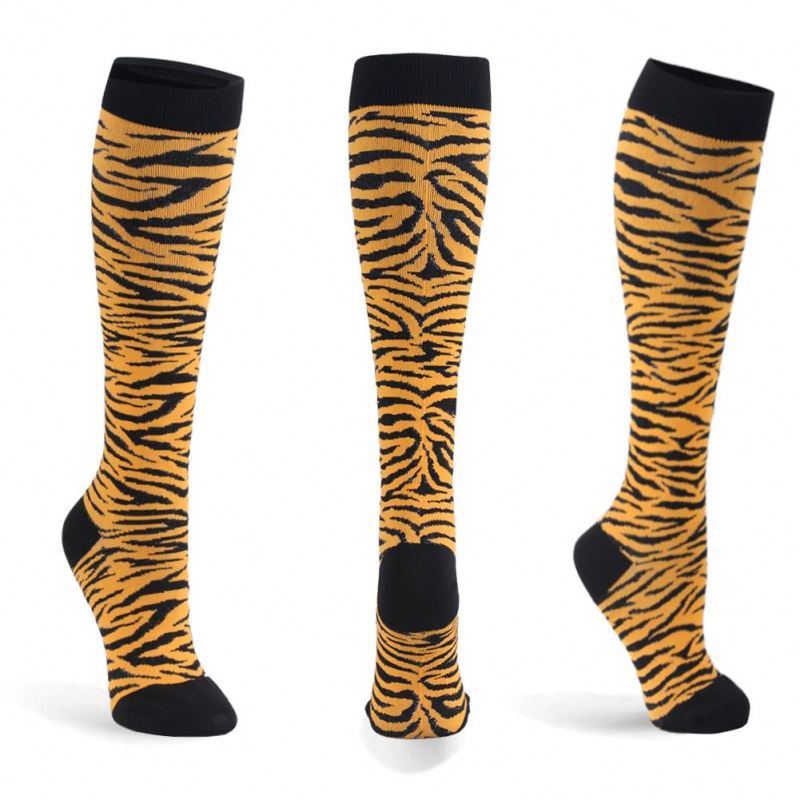 Tiger print knee-high graduated compression socks (Medium 15-20mmHg)