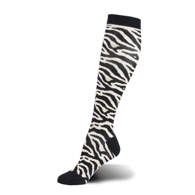 Zebra print knee-high graduated compression socks (Medium 15-20mmHg)