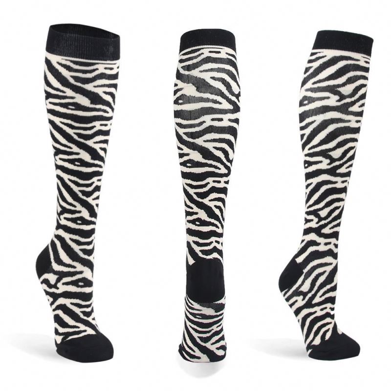 Zebra print knee-high graduated compression socks (Medium 15-20mmHg)