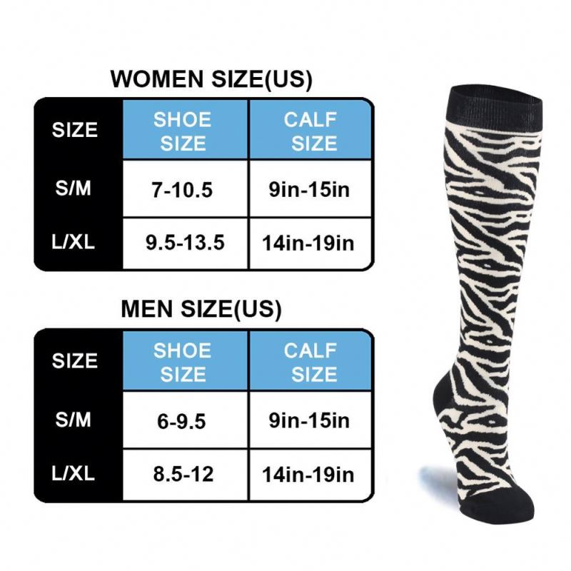 Zebra print knee-high graduated compression socks (Medium 15-20mmHg)